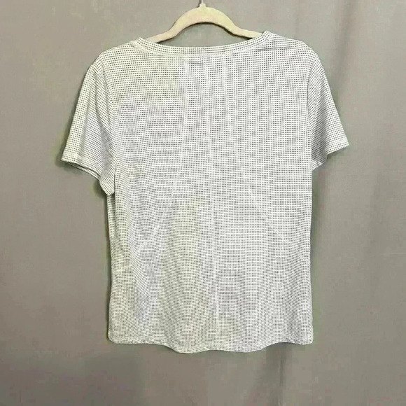 Talbots Womens Activewear Lg White w/Black Polka Squares Short Sleeve T-Shirt - Picture 11 of 13